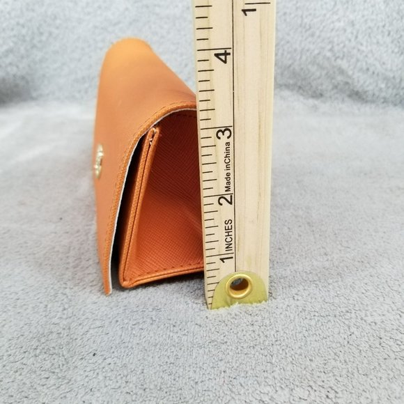 Tory Burch Triangle Eyeglass Case Orange Faux Leather With Cleaning Cloth - Picture 6 of 13